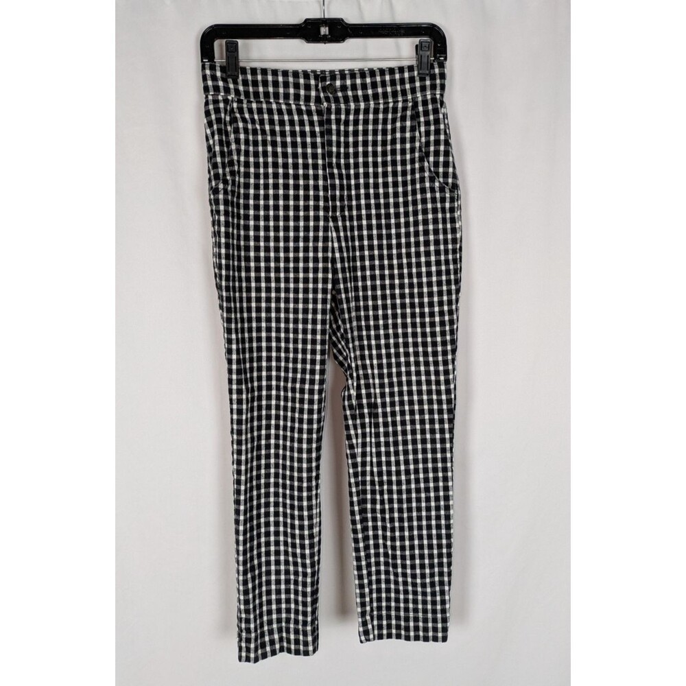 Hollister Slim Leg Pants S Women's Black Gingham High Rise Classic Designer